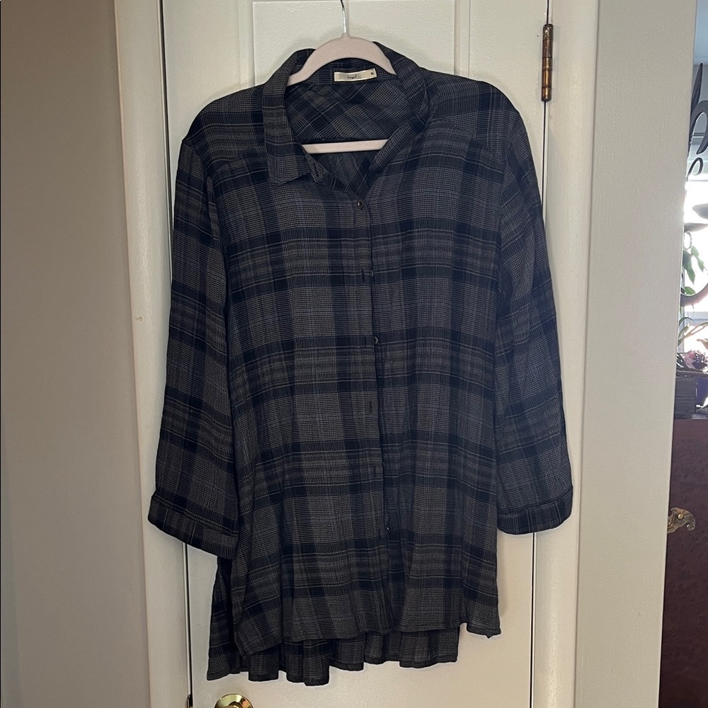 Hazel Black and Gray Plaid Button Down Shirt